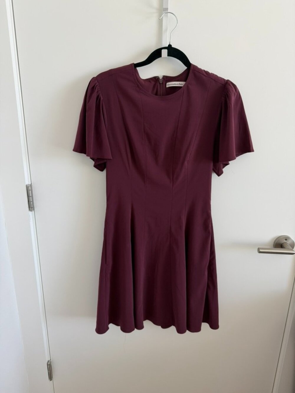 Abercrombie Dark Plum Flutter Sleeve Mini Dress Size Small